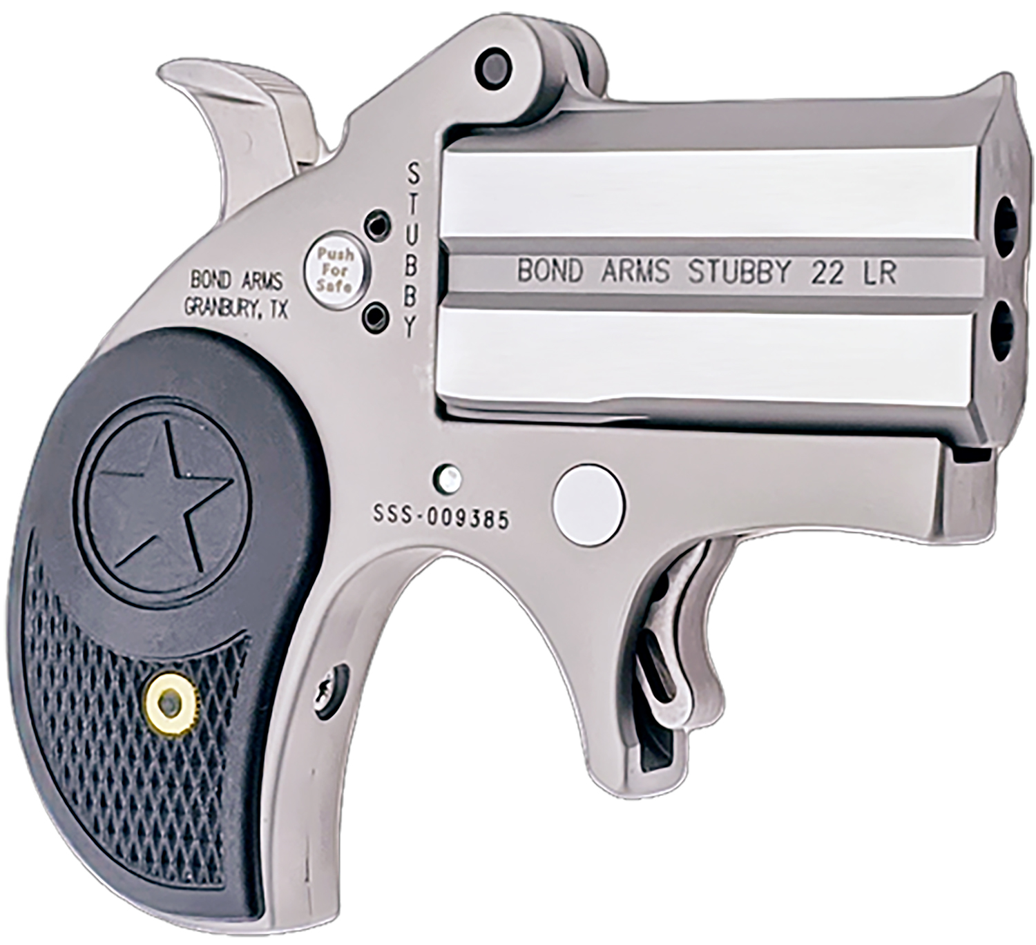 Bond Arms BASTB Stubby 22 LR 2rd Shot 2.20" Matte Stainless Steel Frame Black Textured Polymer Grips