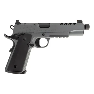 Tisas 10100557 1911 Night Stalker SF 9mm 5" 8+1 Platinum Grey W/ Threaded Barrel
