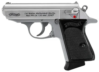 Walther 4796020 PPK .32 ACP 3.3" 6+1 Stainless Steel/Black Polymer Grips