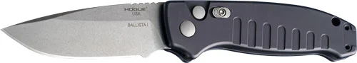 HOGUE BALLISTA-I BUTTON AUTO - DROP POINT BLADE TMBLD BLK 3.5