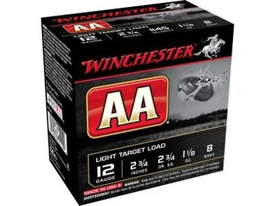 Winchester 12 Gauge Ammunition AA Light Target AA128 2-3/4" #8 Shot 1-1/8oz 1145fps 250 rounds