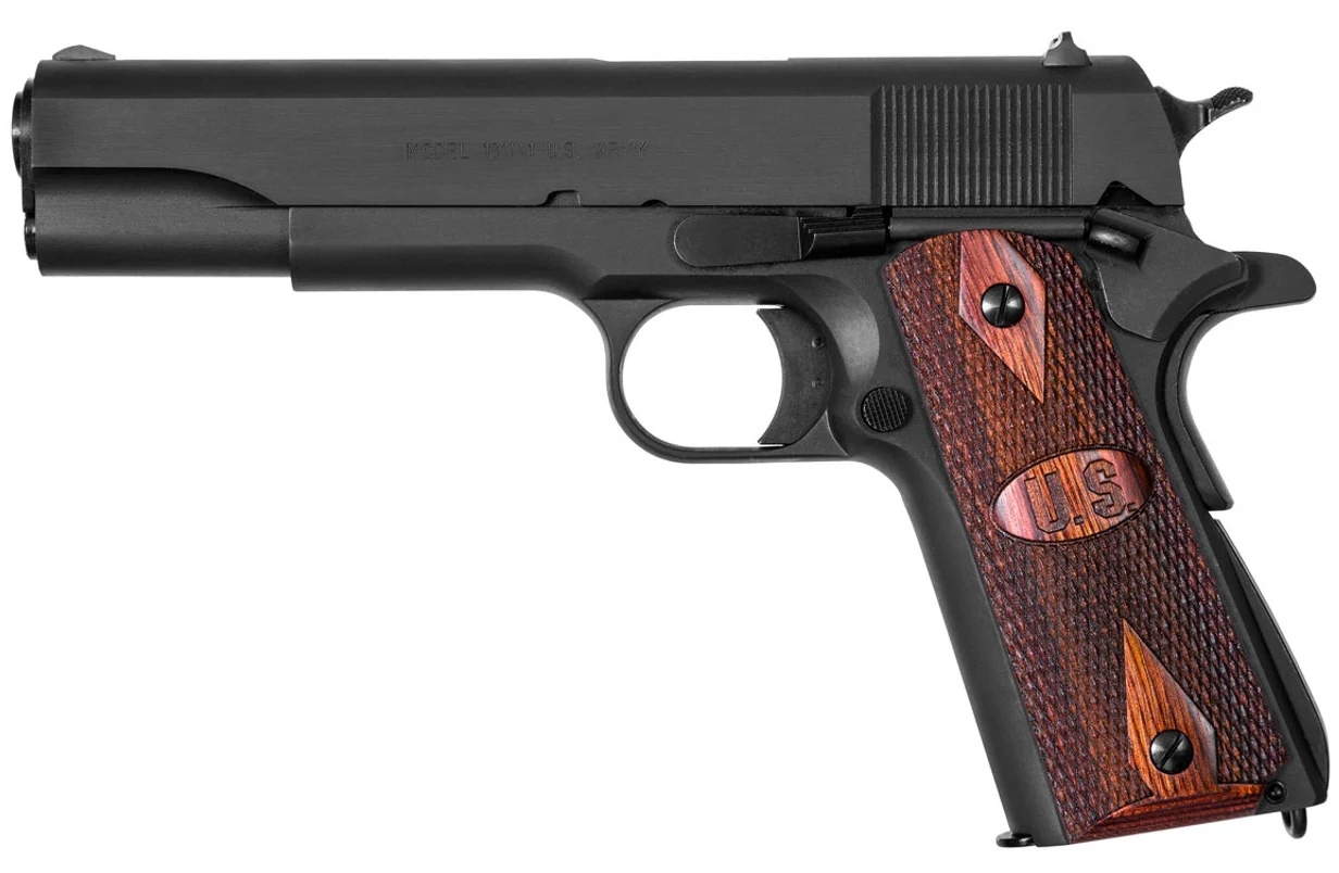 AO 1911A1 GI 9MM 5 U.S. LOGO WOOD GRIPS 9RD