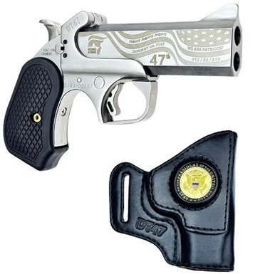 Bond Arms DT47BADT47-SATIN PKG .45LC/.410 Gauge 2 Rounds 4.25" Extended B6 Resin Grips W/ Leather Holster