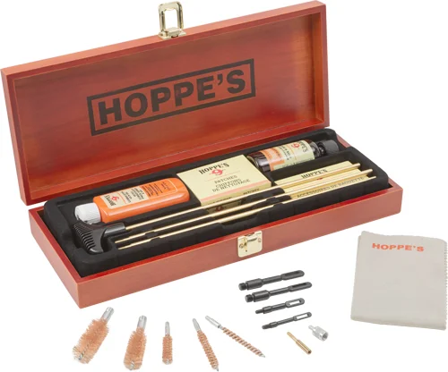 HOPPES DELUXE GUN CLEANING KIT - W/WOOD STORAGE CASE