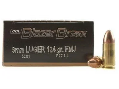 CCI 9mm Blazer Brass CCI5201 124 gr FMJ 50 rounds
