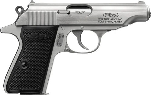 WALTHER PP 32ACP STAINLESS 8RD - BLACK SYNTHETIC GRIPS