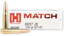 Hornady 8x57 JS Ammunition Vintage Match 82298 196 Grain Hollow Point Boat Tail 20 Rounds