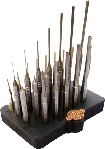 GRACE USA STEEL/BRASS ROLL PIN - PUNCH SET W/BENCH BLOCK 27PC