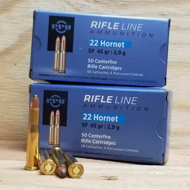 Prvi PPU 22 Hornet Ammunition Standard PP22H 45 Grain Soft Point 50 Rounds