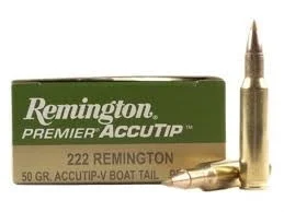 Remington 222 Rem Ammunition Premium PRA222RB 50 Grain Accutip-V 20 rounds