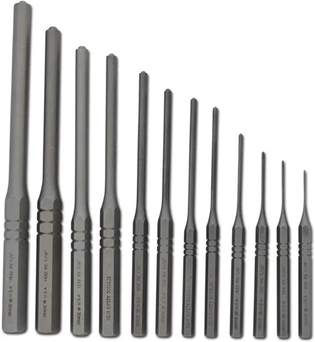 GRACE USA ROLL PIN PUNCH SET - STEEL 12PC W/VINYL POUCH