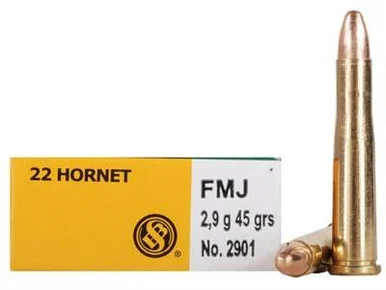 Sellier & Bellot 22 Hornet Ammunition SB22HA 45 Grain Full Metal Jacket 20 rounds