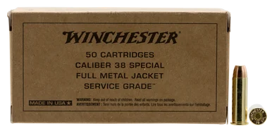 Winchester 38 Special Ammunition Service Grade SG38W 130 Grain Full Metal Jacket 50 Rounds