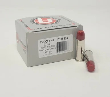 Underwood 45 Colt +P Ammunition UW724 325 Grain Hard Cast Coated Long Flat Nose Gas Check 20 rounds