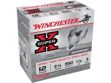 Winchester 12 Gauge Xpert High Velocity Ammunition WEX123 2-3/4" 1-1/16 oz #3 Non-Toxic Steel Shot 25 rounds