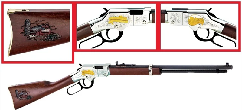 HENRY H4 AMERICAN FARMER TRIB. - 22S/L/LR 20" OCTAGON ENGRAVED - Image 2