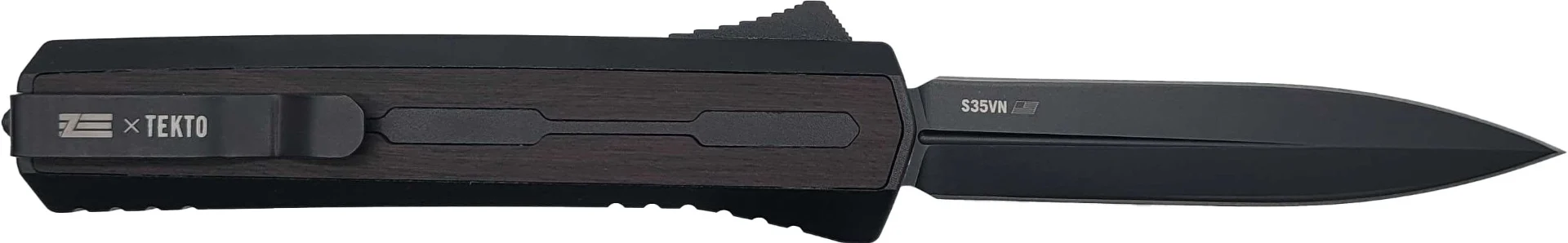 Zastava A7 OTF Knife - Tactical Black Wood | S35VN Dagger Blade