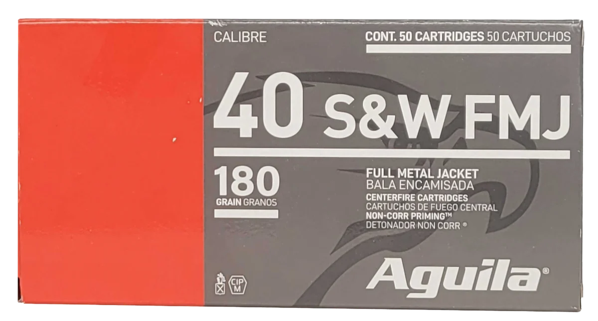 Aguila Ammunition .40 S&W Handgun Ammo - 180 Grain | FMJ Flat Nose | 50rd Box