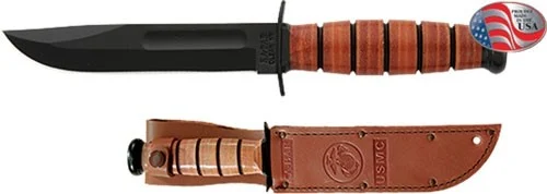 KA-BAR FIGHTING/UTILITY KNIFE - 5.25" SHORT W/LTHR SHTH USMC - Image 2